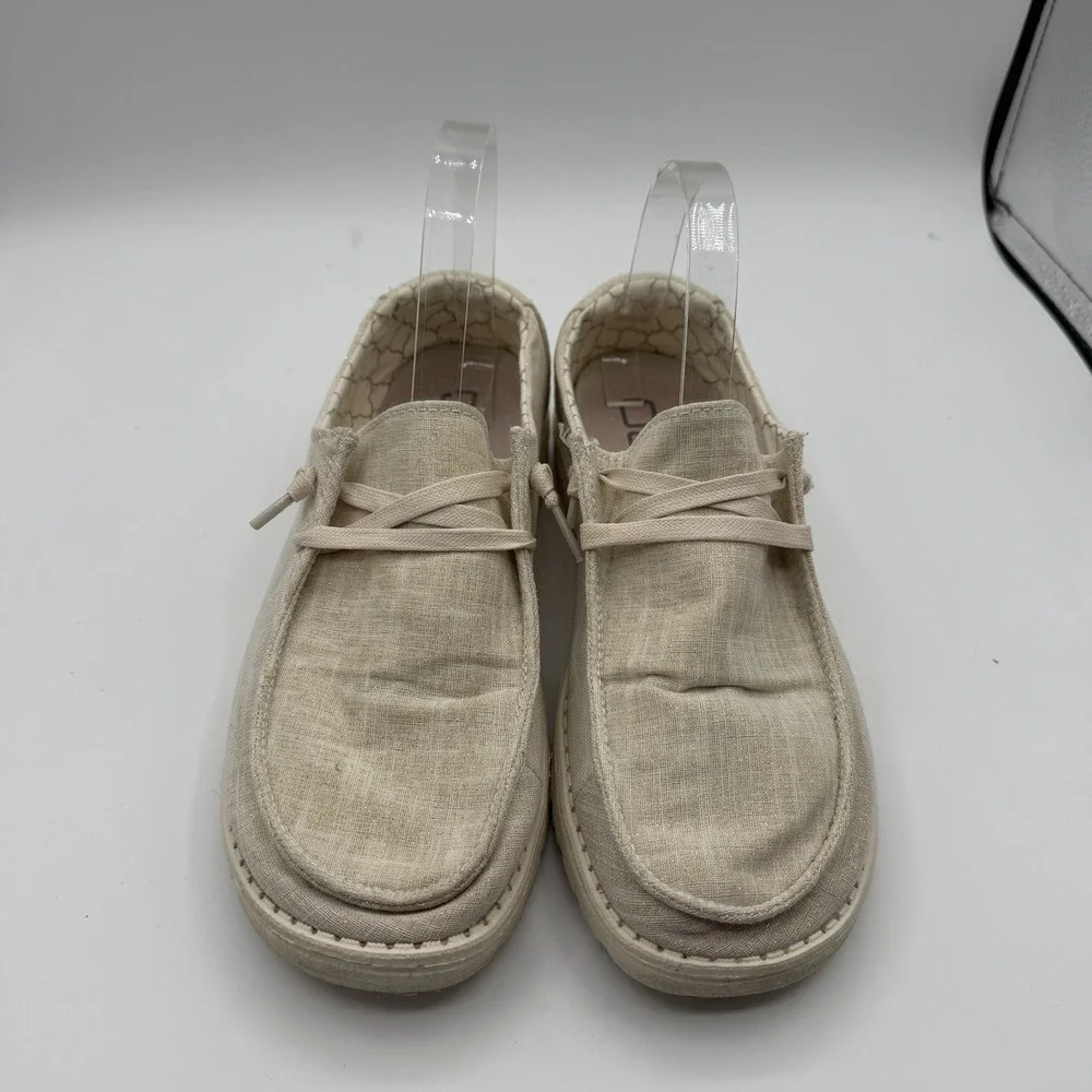 Hey‎ Dude Wendy Shoes Womens Sz 8 Sparkling Gold Cream Slip On Loafers Comfort